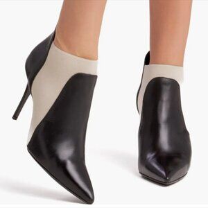 BEAUTIISOLES Abby Pointed Toe Bootie Black White Stiletto Heel Size 10 NEW
